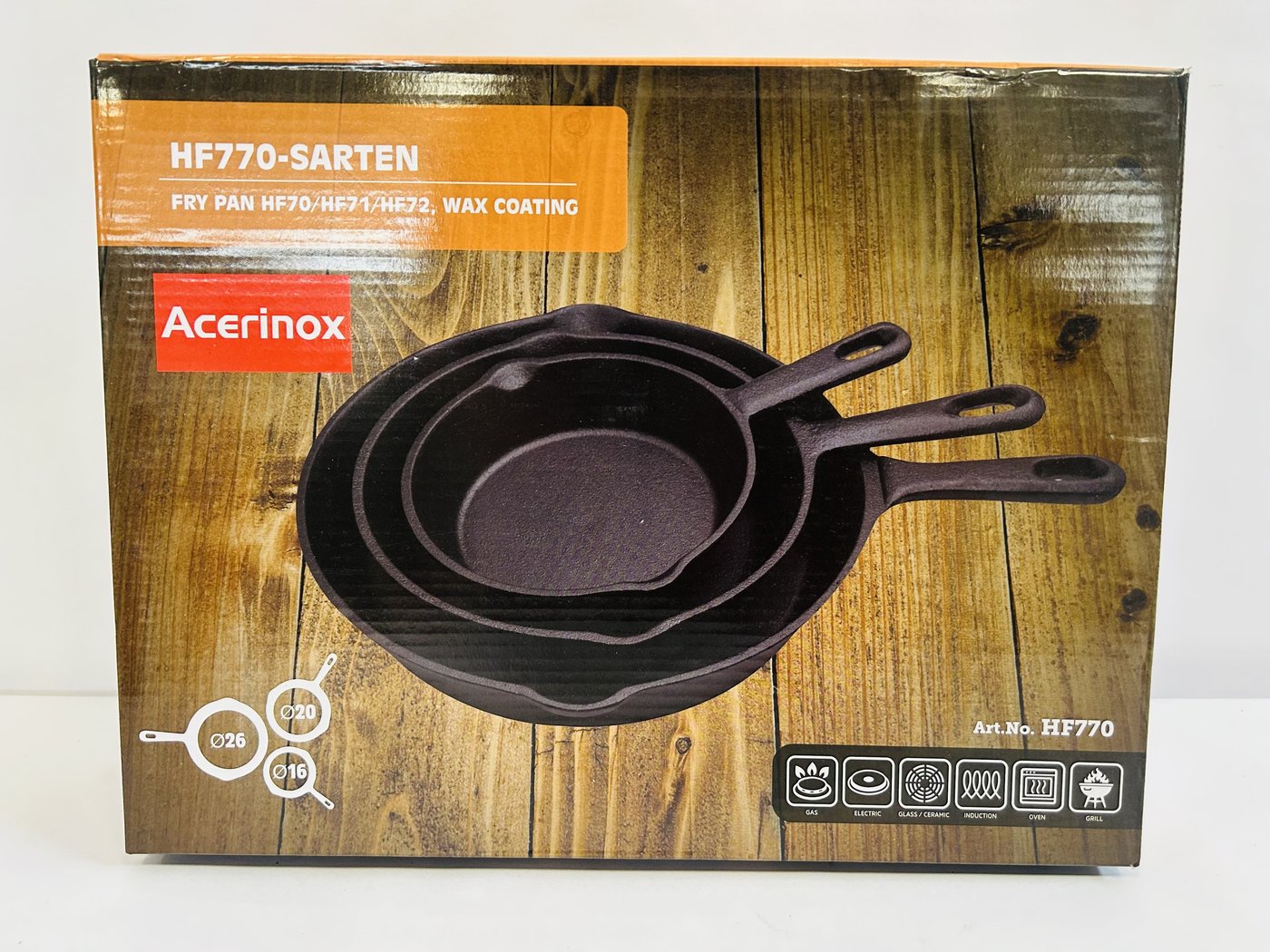 Kit de 3 Sartenes de Hierro Fundido Acerinox