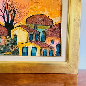 Cuadro al óleo sobre tela "Casas" firmado por Aneff - imagen 2
