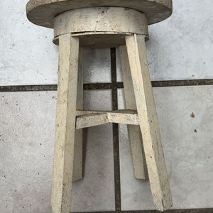 Taburete Redondo de Madera Blanco - imagen 4