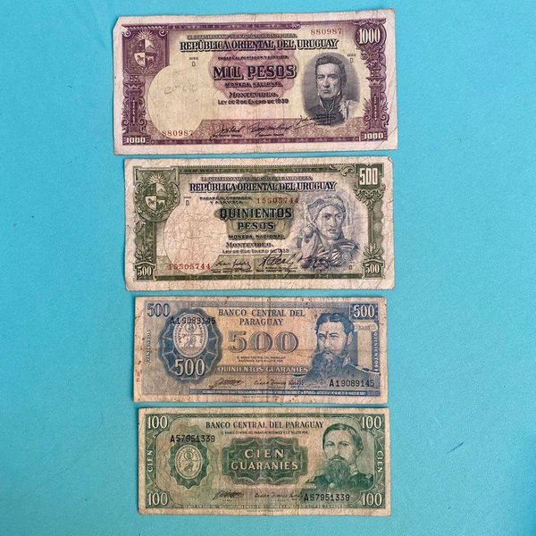 Antiguos billetes de Uruguay y Paraguay para coleccionistas - imagen 1