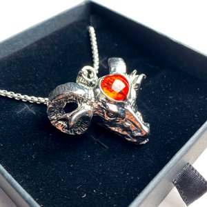 Collar Gótico con Dije Cabeza de Carnero y Ojo de Gato en Estuche Negro - imagen 3