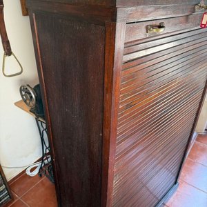 Gran Fichero Organizador Antiguo de Roble con Cortina y Cajones - imagen 5
