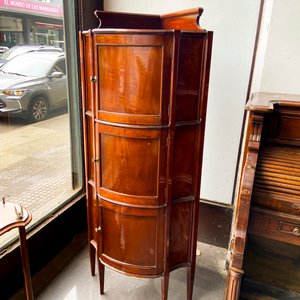 Escritorio Antiguo con Tapa Enrollable y Mueble Esquinero de Madera - imagen 2