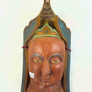 Máscara de Madera Tallada de Rostro de Personaje, 35 cm - imagen 1