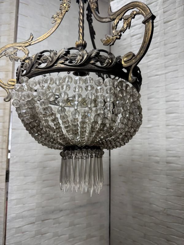 Importante araña en bronce y cristal para decoración - imagen 2