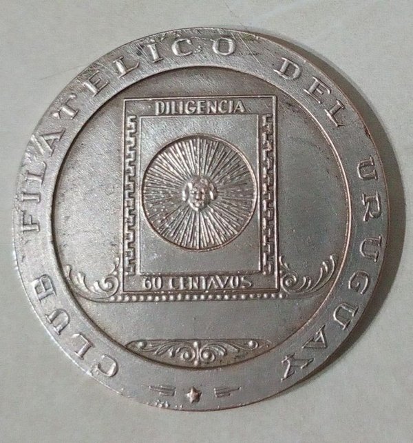 Medalla Conmemorativa 50º Aniversario Club Filatélico Uruguay 1976 - imagen 1