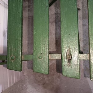 Par de Sillas Plegables Antiguas de Metal y Madera Color Verde - imagen 6