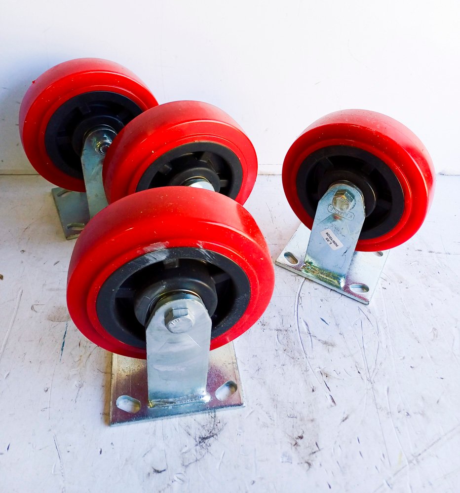 Set de 6 Ruedas Giratorias de Teflón Rojo 8 Pulgadas