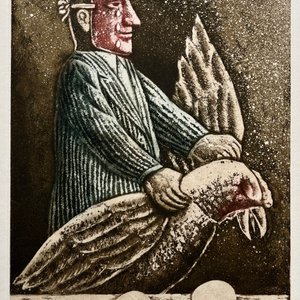 Lote siguiente: Grabado "La Gallina de los Huevos de Oro" de Luis Alberto Solari - Edición 155/200