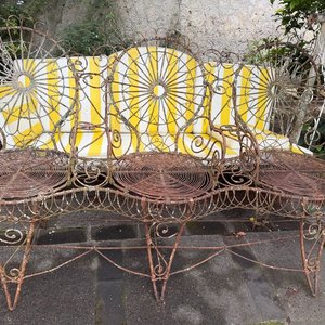 Antiguo Sillón de Jardín de Hierro Forjado de Tres Cuerpos - imagen 2