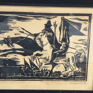Xilografía "Los Patriotas" de Anhelo Hernández, Firmada y Numerada 26/250 - imagen 3