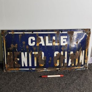 Chapa Esmaltada "Calle Benito Chain" Bombe Antigua - imagen 1