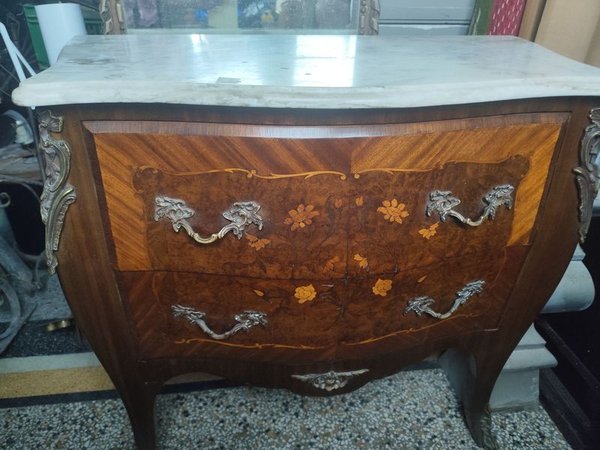 Comoda Francesa con Tapa de Marmol y Marquetería Floral - imagen 5
