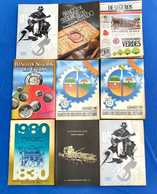 Lote de 9 Almanaques del Banco de Seguros del Estado