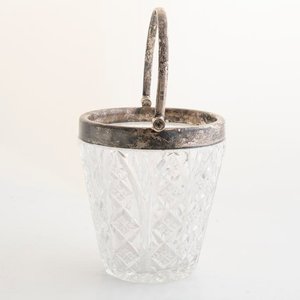 Balde de Hielo Cristal Tallado con Aro y Asa de Plata Inglesa - imagen 3
