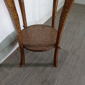 Mesita Auxiliar Redonda Patinada con Dos Niveles - imagen 6