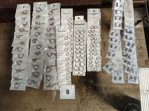 Lote de 120 Aros y Caravanas de Acero Inoxidable