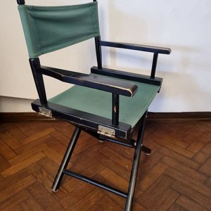 Silla de Director Plegable Clásica - Madera Negra y Lona Verde - imagen 3