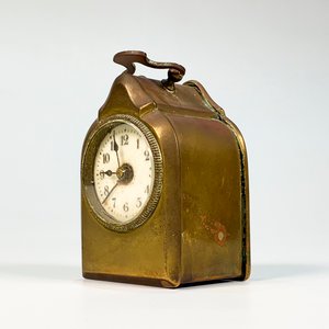 Reloj de Viaje Antiguo en Bronce Tipo Capilla - imagen 3