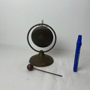 Antiguo Gong Chino de Bronce con Soporte y Mazo - imagen 2