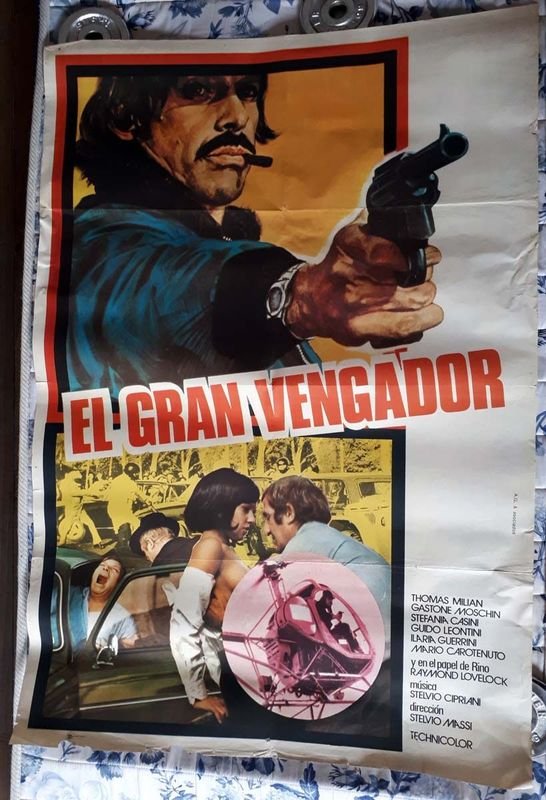 Poster Original "El Gran Vengador" (1974) con Thomas Milian - Formato Argentino 72x106 cm