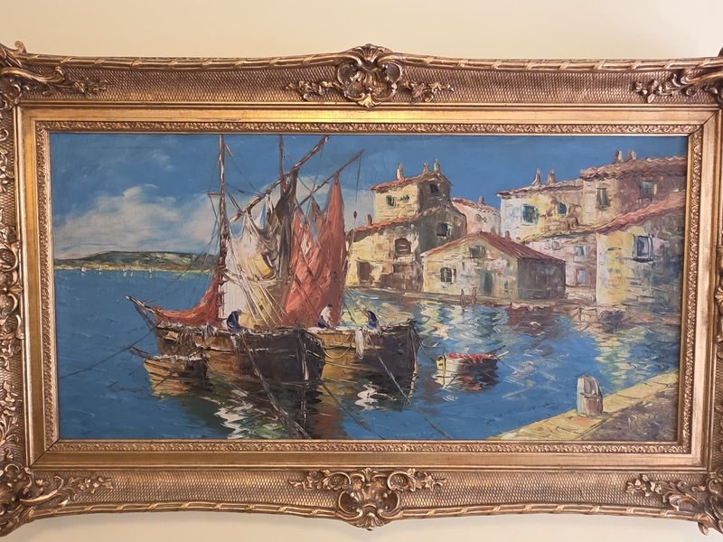 Excepcional Pintura Marina Firmada en Marco Dorado - imagen 2