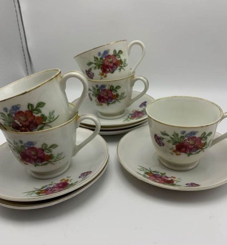 Juego de café cerámico con patrones florales - imagen 2