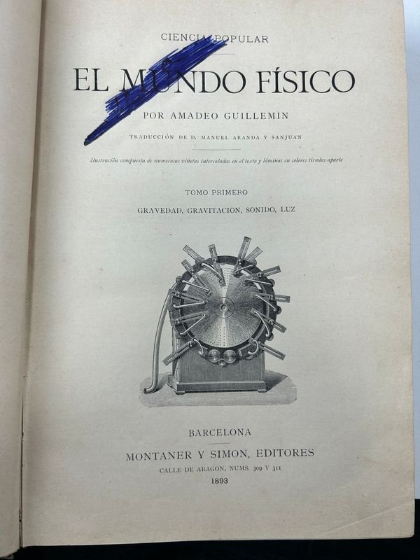 Tres tomos de El Mundo Físico de Amadeo Guillemin - Barcelona 1893 - imagen 2