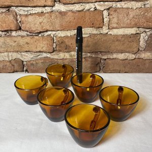 Juego de 6 Pocillos para Café de Vidrio Ámbar Antiguos - imagen 2