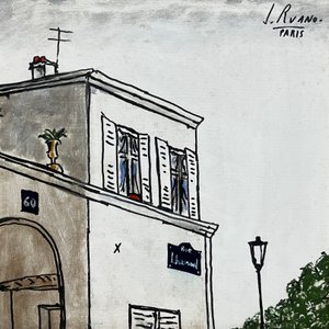 Oleo "Paris" de Jorge Ruano, 30x30 cm, Firmado - imagen 1