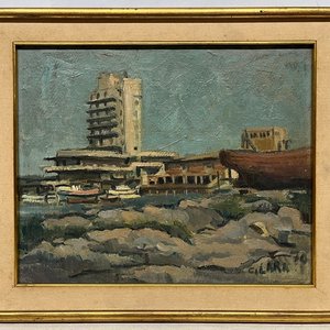 Óleo "Yatch Club" de Clever Lara, Firmado y Fechado en 1970 - imagen 2