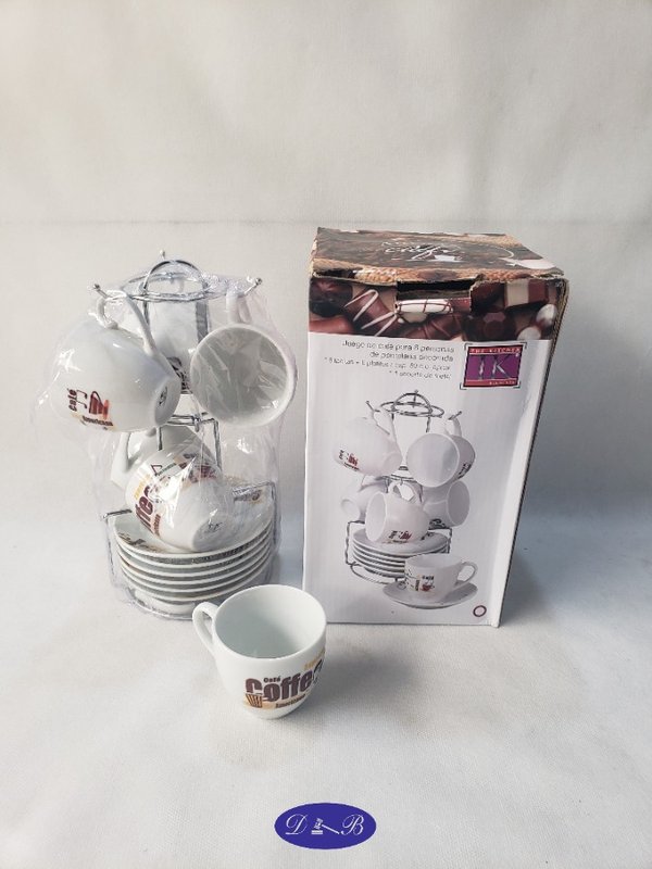 Juego de Café de Porcelana Decorada para 6 Personas