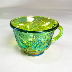 Ponchera de Vidrio Verde Iridescente con Cucharón y 10 Tazas - imagen 2