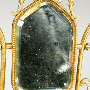 Espejo de tocador antiguo en bronce y ónix con detalles ornamentales - imagen 6