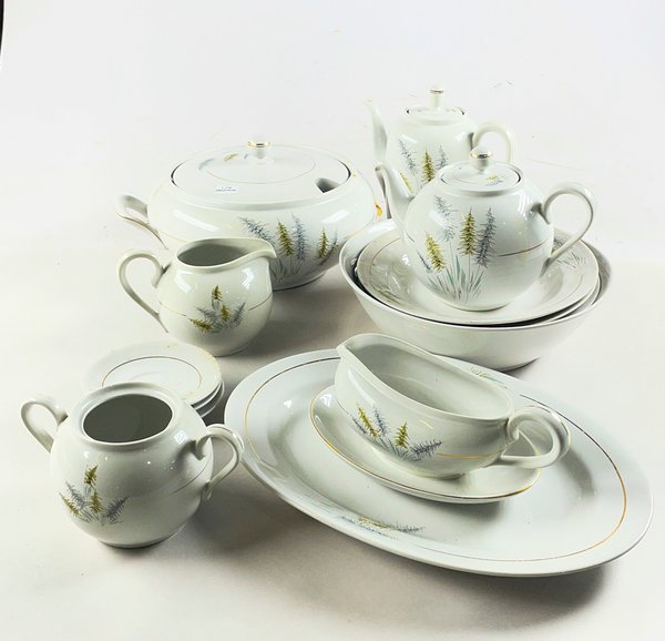 Juego de Vajilla Olmos Blanca Floral: Sopera, Tetera, Cafetera y Más (14 Piezas) - imagen 1
