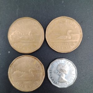4 Monedas Canadienses: 3 Dólares y 1 de 5 Centavos de 1954 - imagen 4