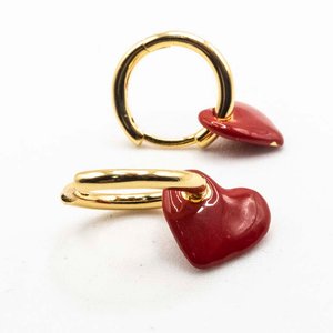 Caravanas de Plata con Baño de Oro y Corazones Esmaltados - imagen 2