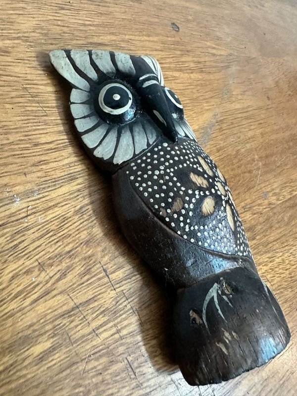 Adorno Búho Tallado en Madera - Figurita de Búho en Madera - imagen 2