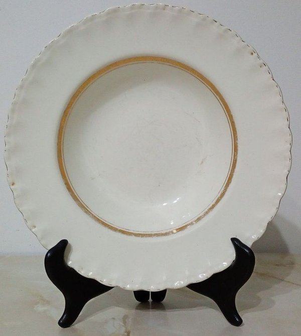 Plato Hondo Vintage Loza Inglesa Grindley England Cream Petal Borde Dorado 1930 - imagen 1