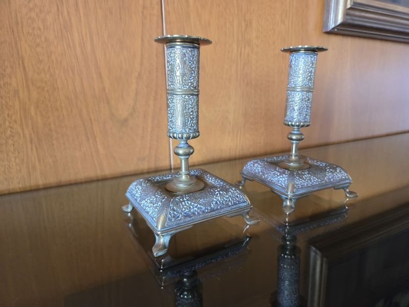Candelabros de bronce labrado en plata - imagen 4