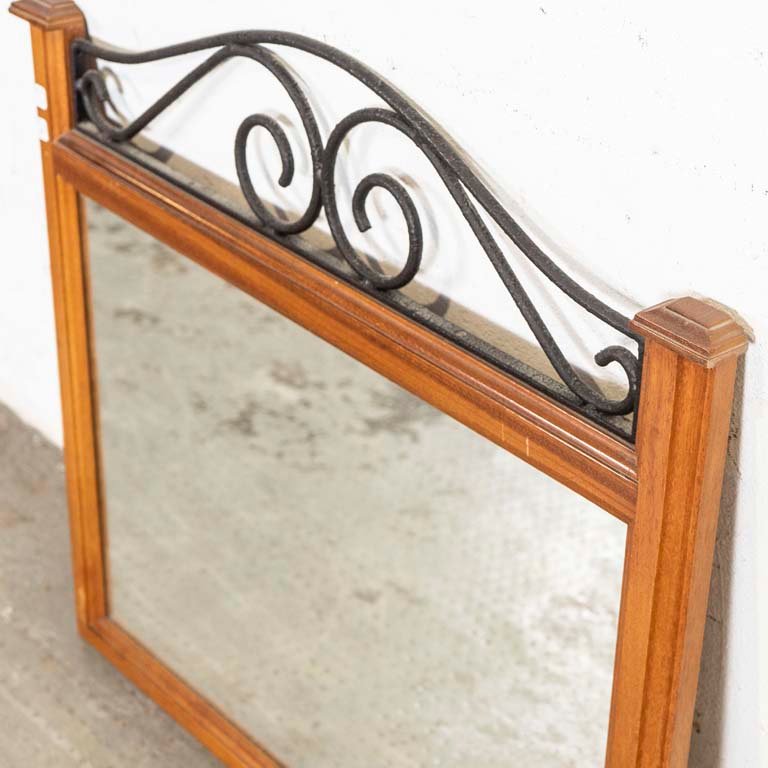 Espejo con marco de hierro y madera para decorar - imagen 2