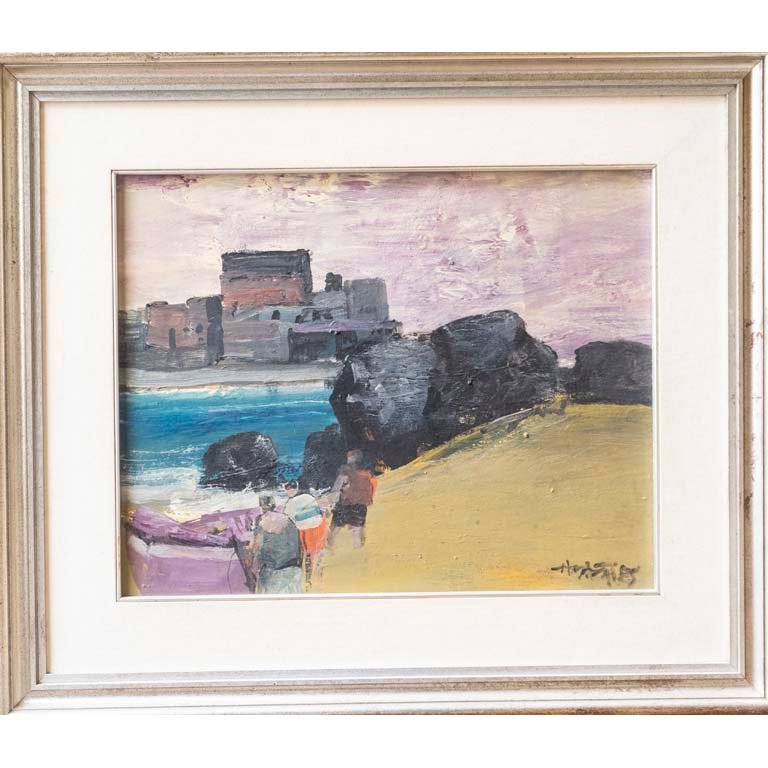 Pintura "Playa de Pescadores" de Nantes, Acrílico