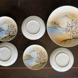 Conjunto de Platos Orientales Pintados a Mano con Paisaje y Monte Fuji - imagen 2