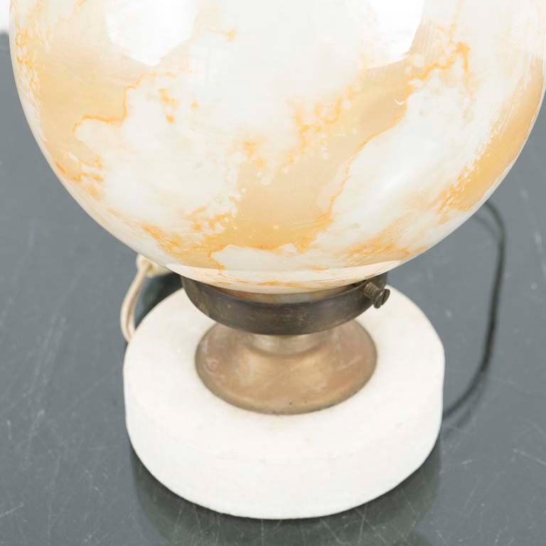 Lámpara de granito y bronce con tulipa de vidrio - imagen 2