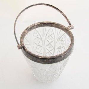 Balde de Hielo Cristal Tallado con Aro y Asa de Plata Inglesa - imagen 4