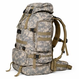 Mochila Campista Grande Superior Camuflada Gris/Beige Nueva - imagen 3
