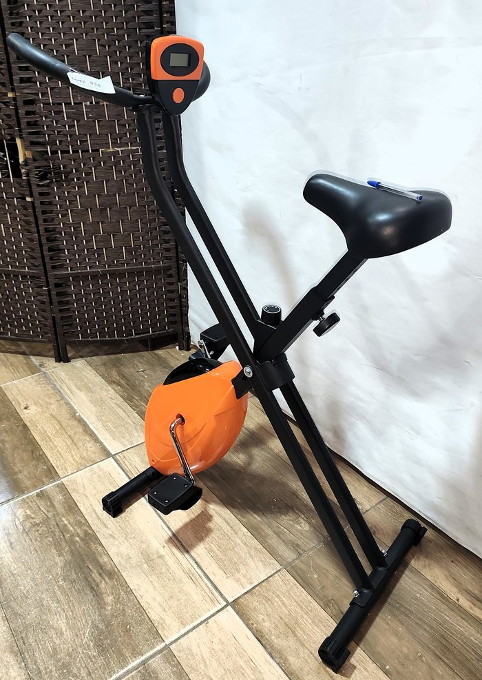 Bicicleta Fija Plegable con Computadora - Naranja y Negro
