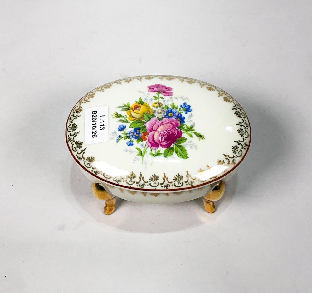 Alhajero Limoges Francia Porcelana Beige Floral Guarda Dorada