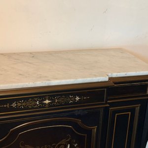Chiffonier Francés Estilo Napoleón III Madera Laqueada Negra con Aplicaciones - imagen 16