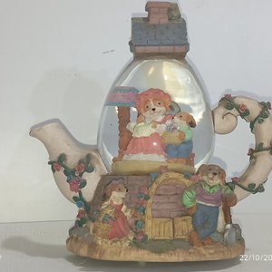 Juego de Café Blanco con Detalles Dorados y Tetera Decorativa Bola de Nieve - imagen 7
